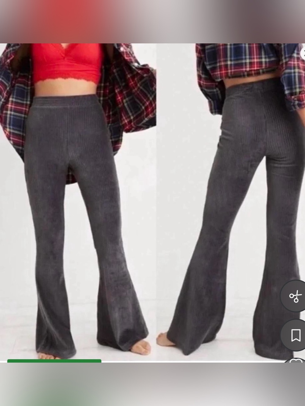 Aerie Women's Corduroy Flared Jeans - Comfortable Everyday Style Olive color.